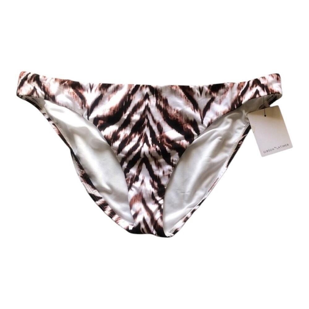 Gibson Latimer NWT  Women’s Fierce Animal Print Lines Hipster Bikini Bottoms XL